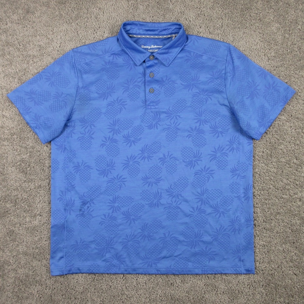 Tommy Bahama Polo Shirt Mens Medium Blue Island Zone Performance Printed Golf